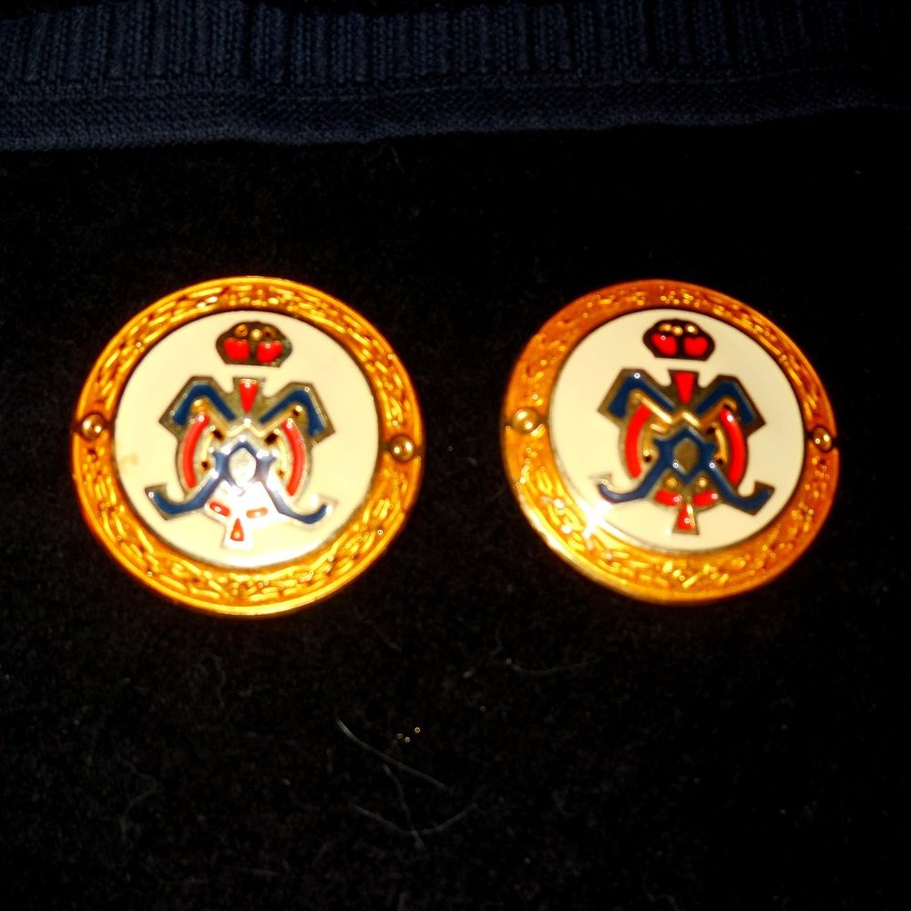 Large Enamel Statement Clip on Earrings